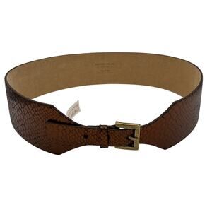 Bronze Leather Belt 3" wide Large NEW Another Line Inc snake reptile statement